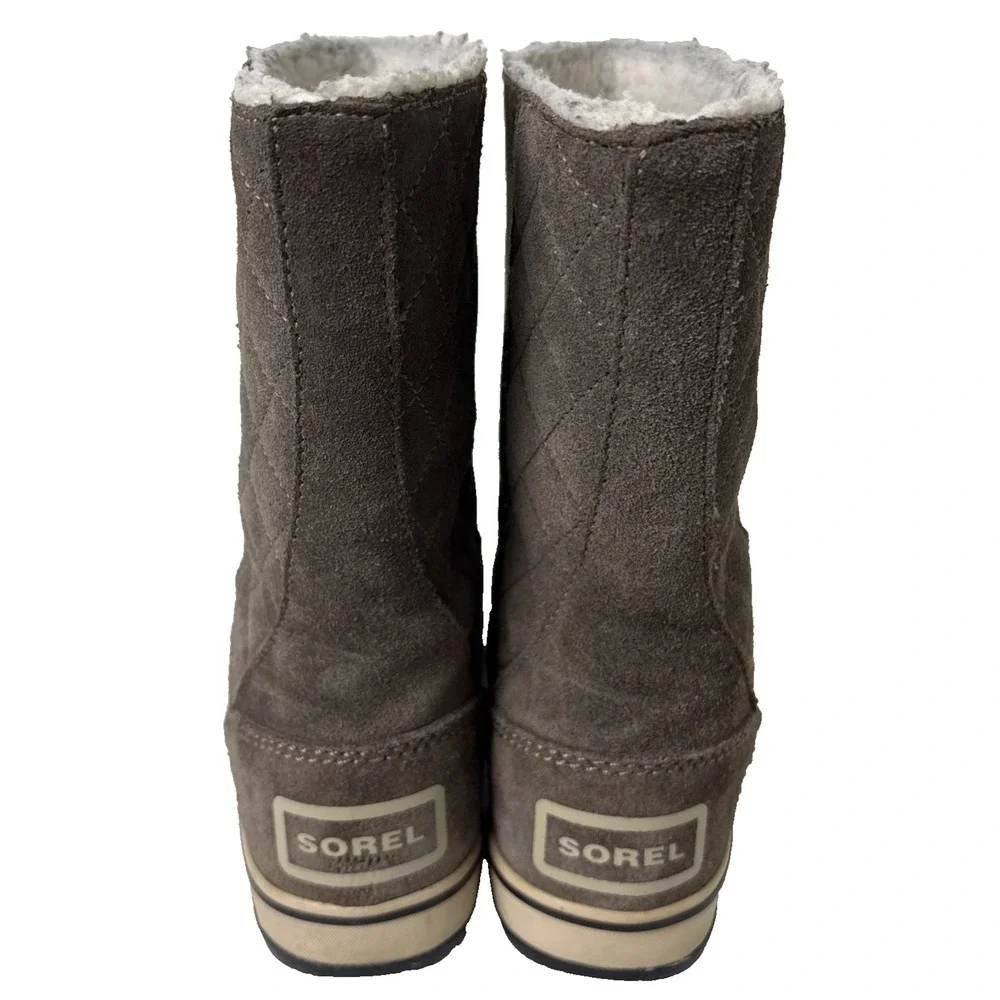 Sorel Glacy Waterproof Snow‎ Boots Suede Leather 6M Taupe
